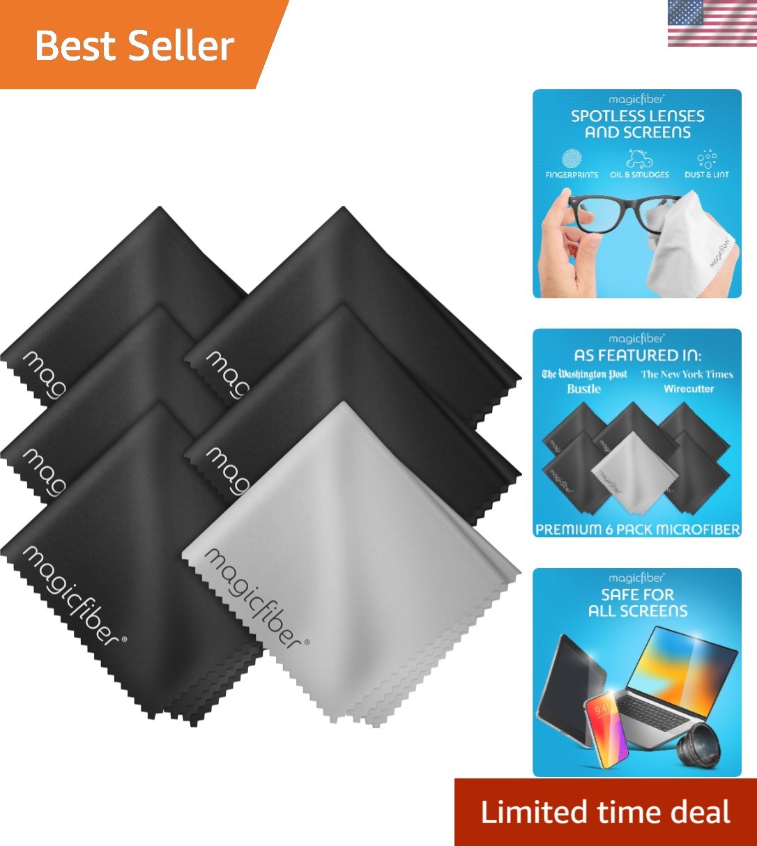 6pk Microfiber Cleaning Cloths – Streak-Free & Scratch-Free Lens Cleaner