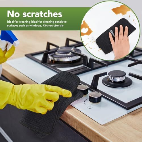 10 Pack Kitchen Dish Towels 8×8 in Absorbent Microfiber for Dishes Black