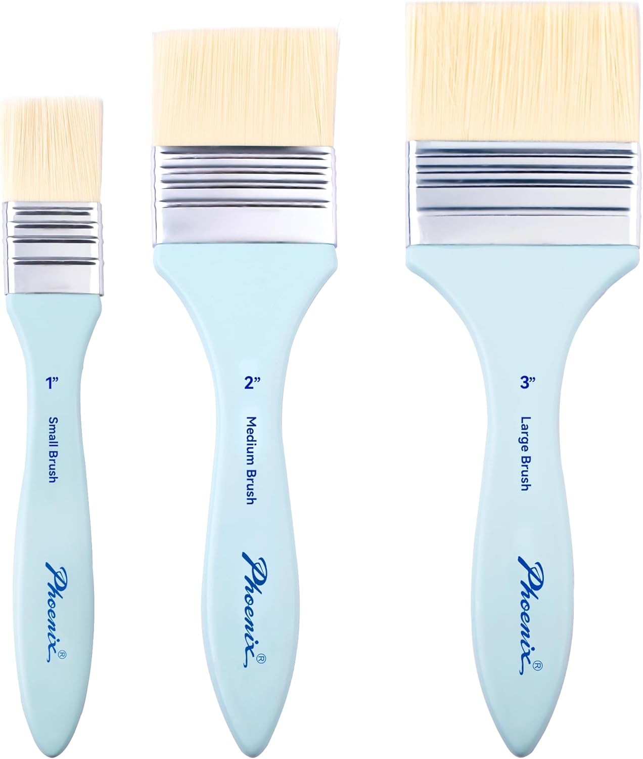 Flat Paint Brush Set – 3 Sizes Nylon Large Paint Brushes for Acrylic Painting,