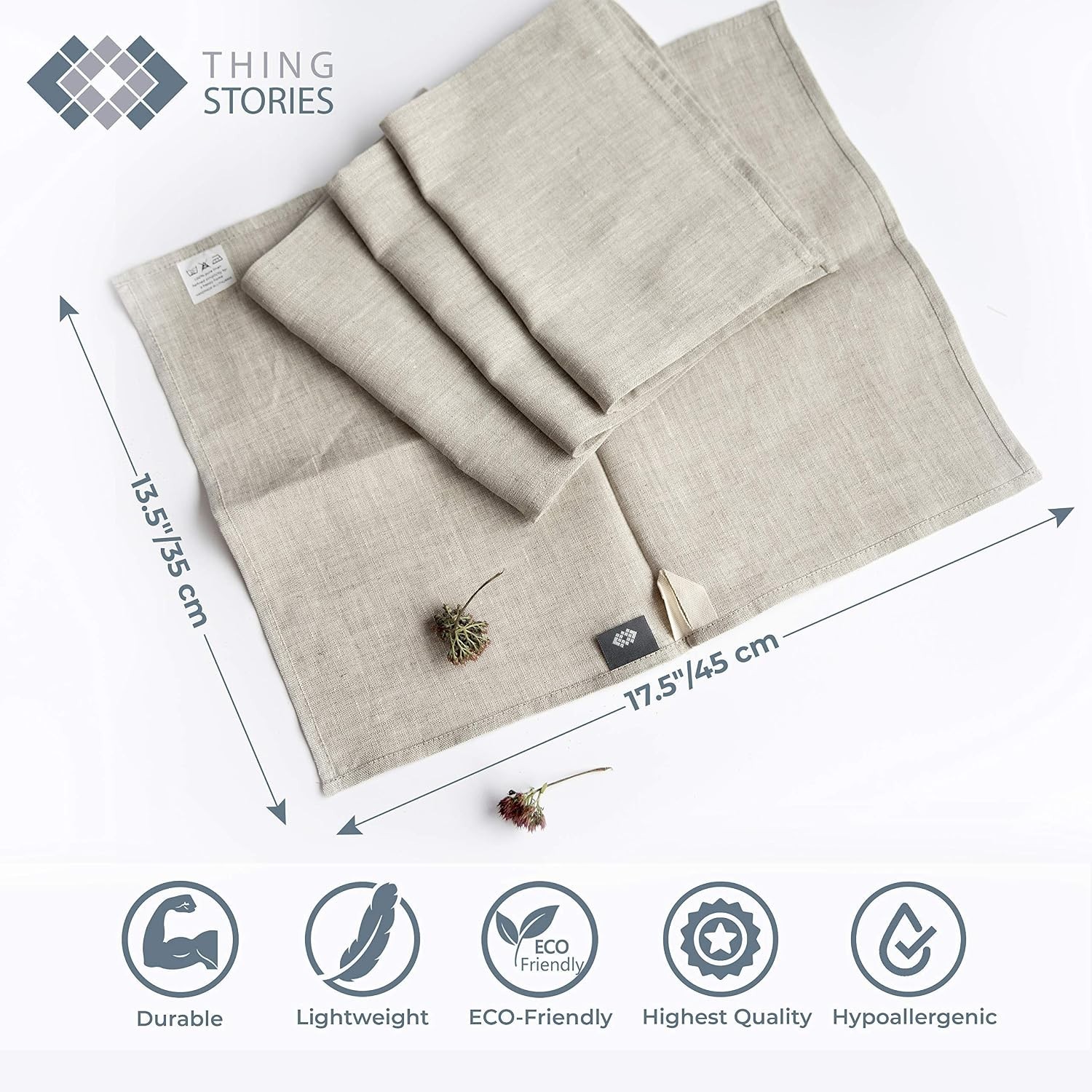 Pure Linen Flax Washcloths – 4-Pack Natural Dish Towels Set – Linen Tea Towel…