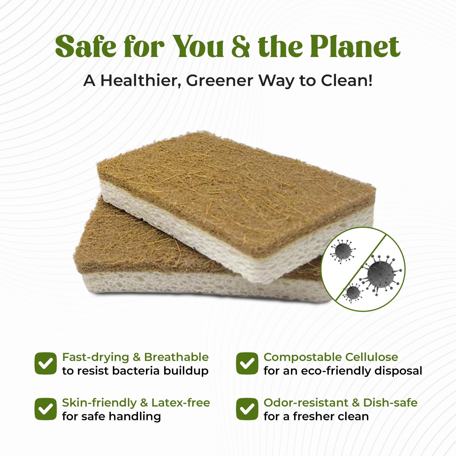 12 Pack Natural Kitchen Sponges – Biodegradable, Compostable, Sustainable Woo…