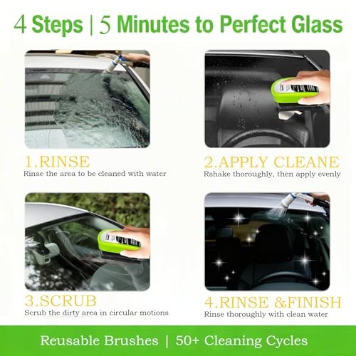 3PCS Clear Vision Windshield Cleaner, Automotive Oil Film Cleaning Brush 3packs