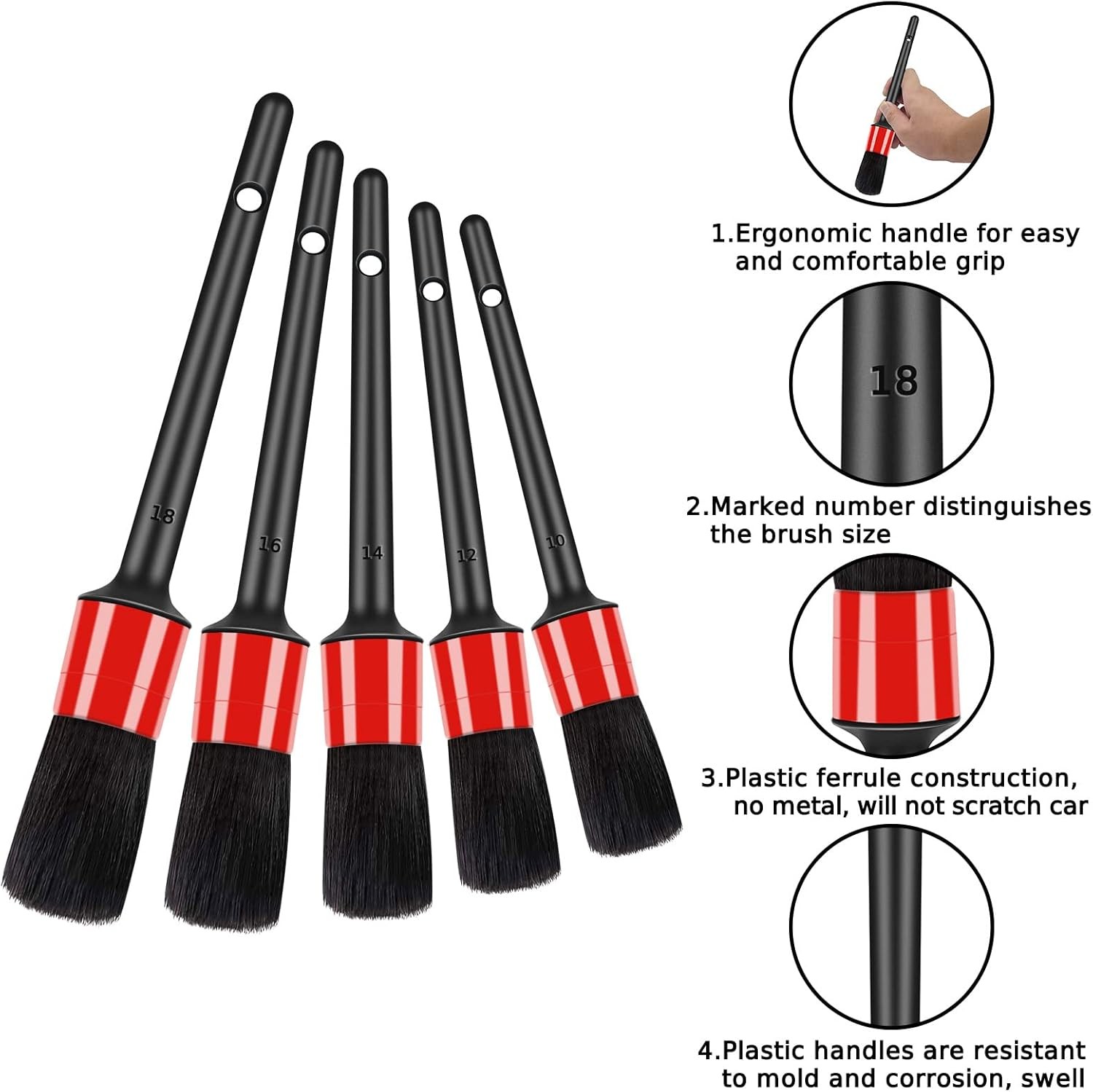 Car Detailing Brush Set Interior Cleaning Kit Soft Bristle Auto Dashboard Vent T