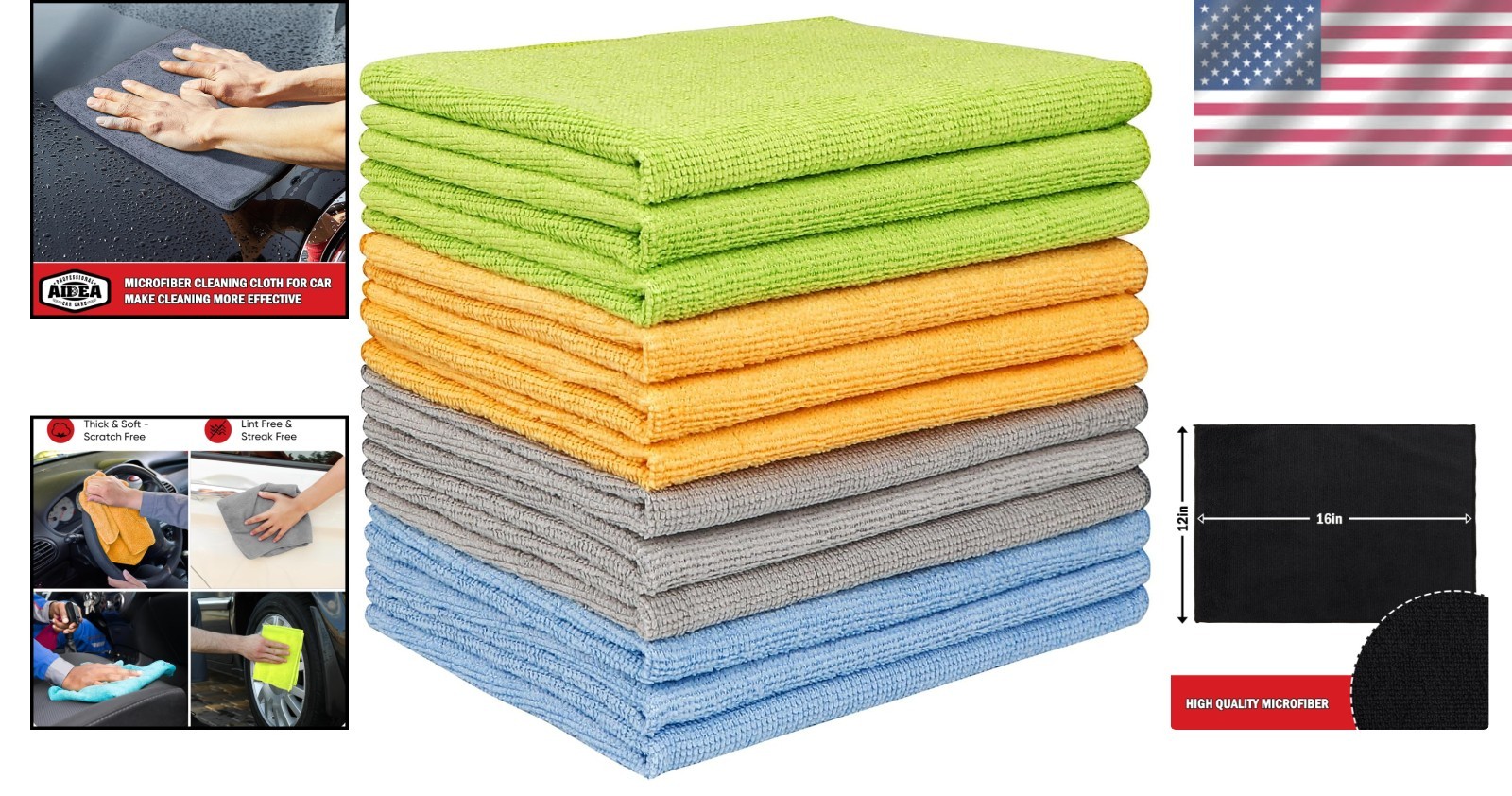 Multi-Purpose Microfiber Towels 12 Pack – Soft Lint-Free Shop Cleaning Cloths