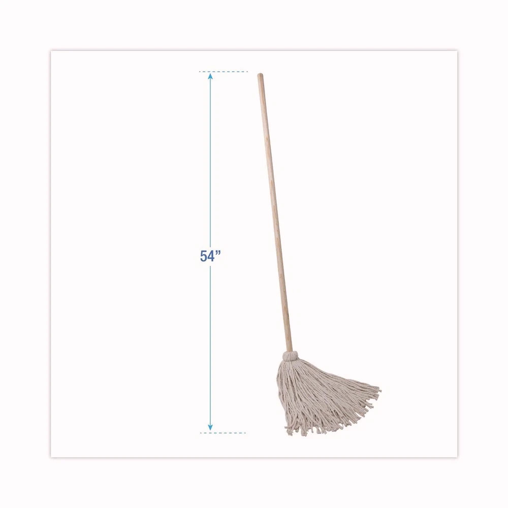 Boardwalk 124C 24 oz. Cotton Fiber Head Deck Mop w/ 54″ Wooden Handle (6/PK) New