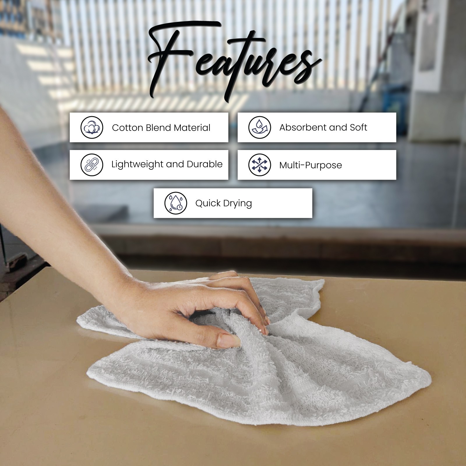 New Terry Washcloth Rags 12×12 – Absorbent Towels, White Cleaning Rags – Boxes