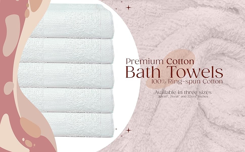 Pack of 12 White Bath Towels Bulk 20×40 Inches -100% Cotton Economy Cheap Bath