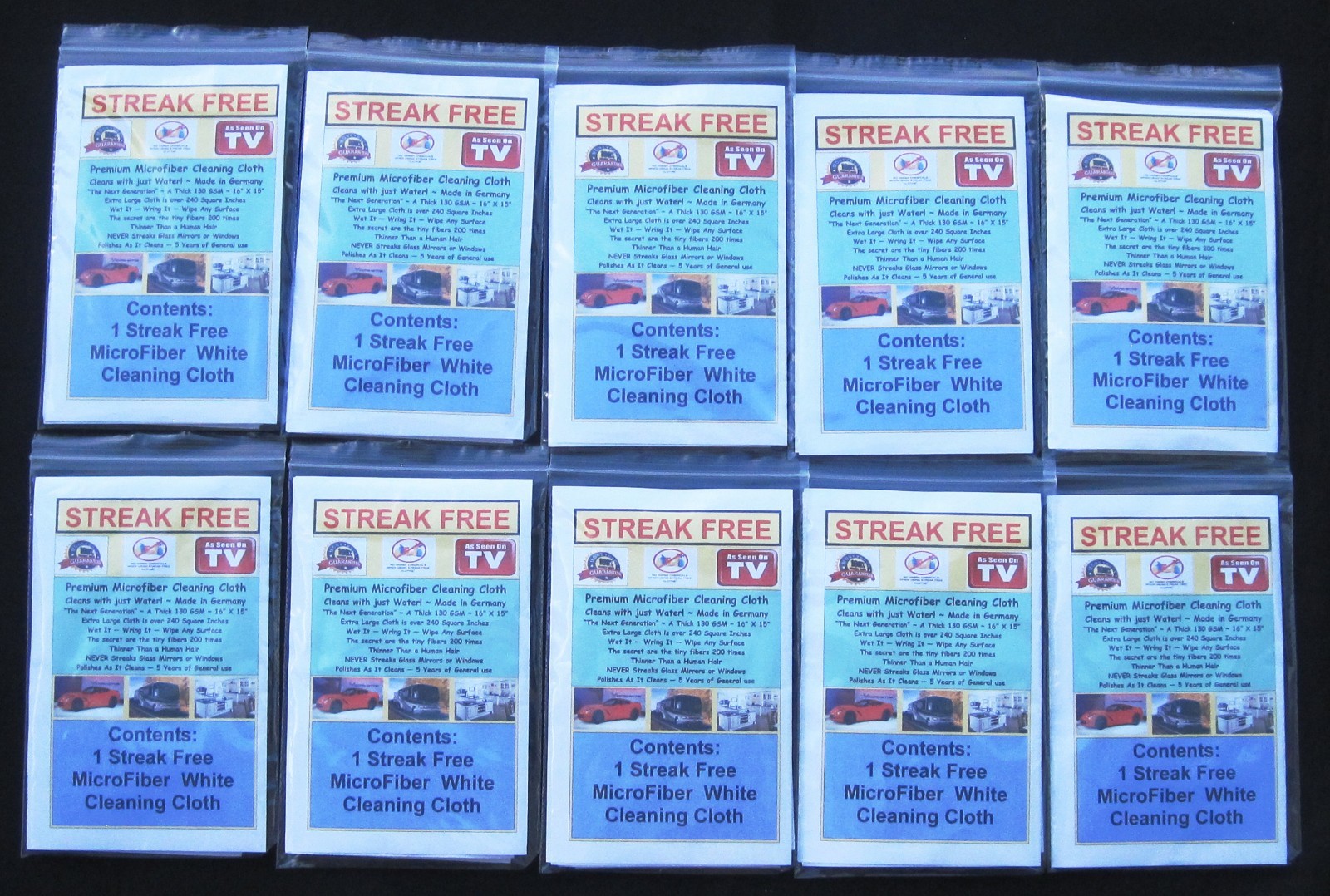 Ultimate Streak Free MicroFiber White Cleaning Cloths 10 WRAPPED! FREE Ship!