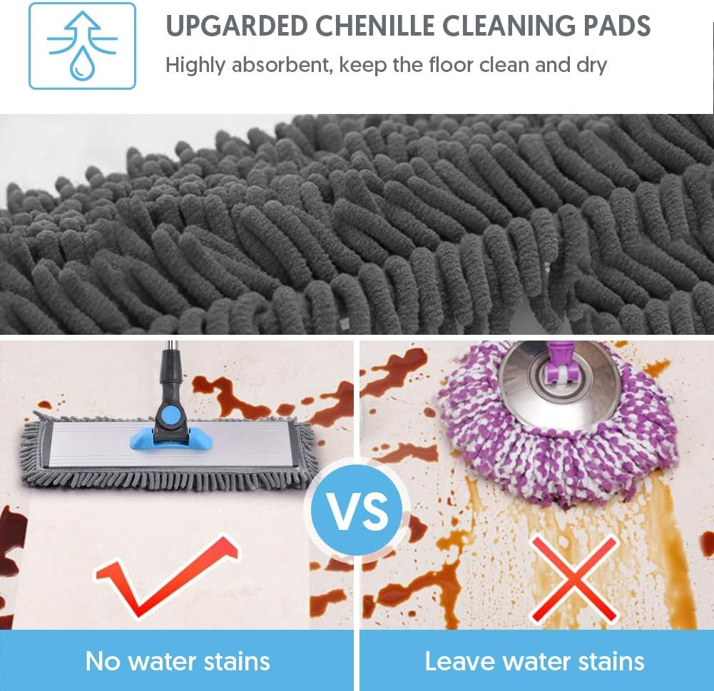 Microfiber Flat Mop for Floor Cleaning Tile Wood Vinyl Laminate +4 Washable Pads