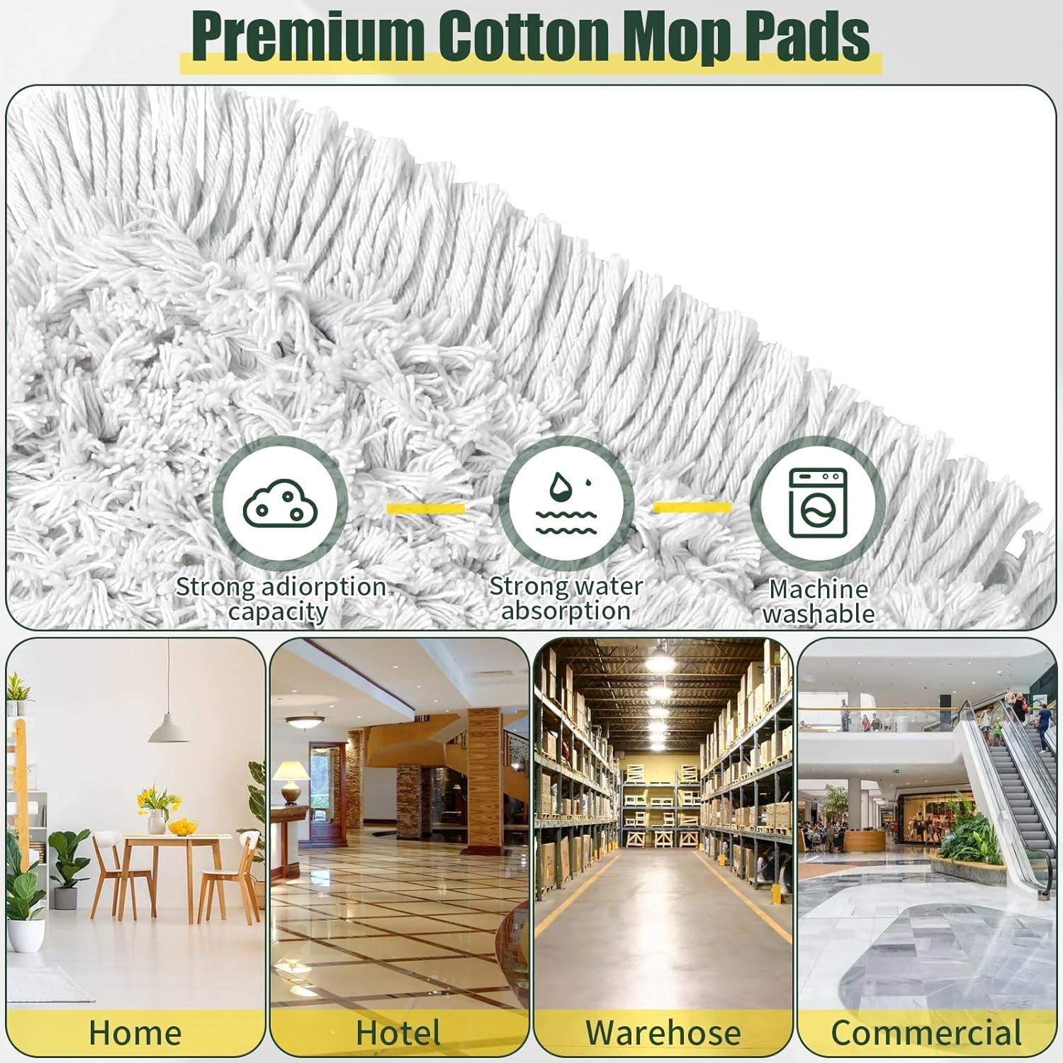 24″ Commercial Dust Mop for Floor Cleaning, Heavy Duty Large Mop with Replacemen