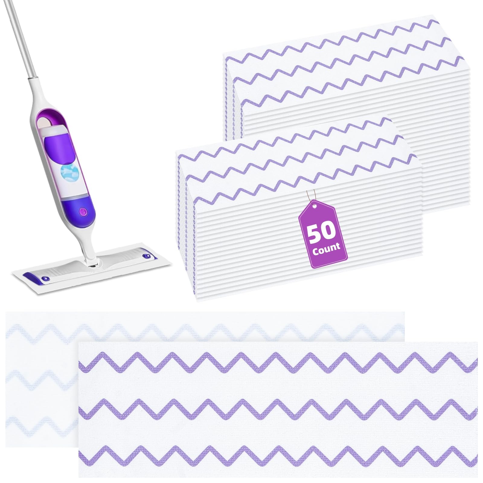 50 Count Microfiber Mop Pads Compatible with Swiffer Powermop, Disposable or …