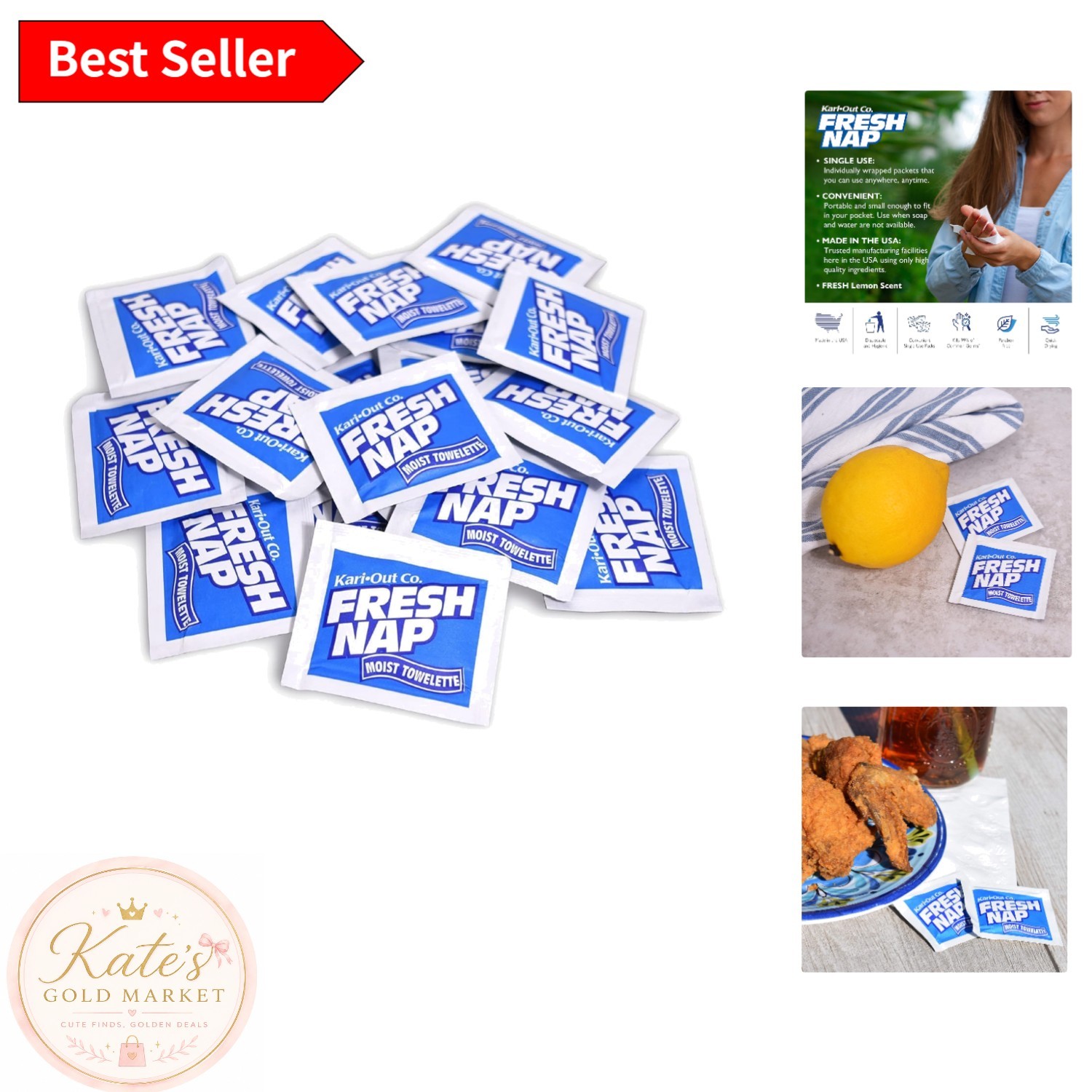 Lemon-Scented Moist Towelettes – 100 Individually Wrapped for Freshness