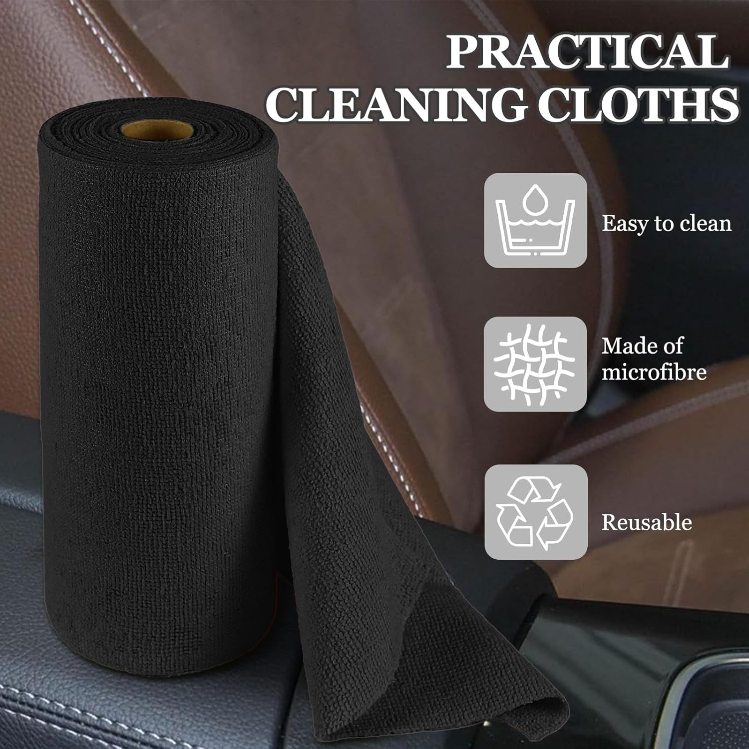 50PCS Microfiber Cleaning Cloth Roll 10″×10″ Tear Away Microfiber Towels