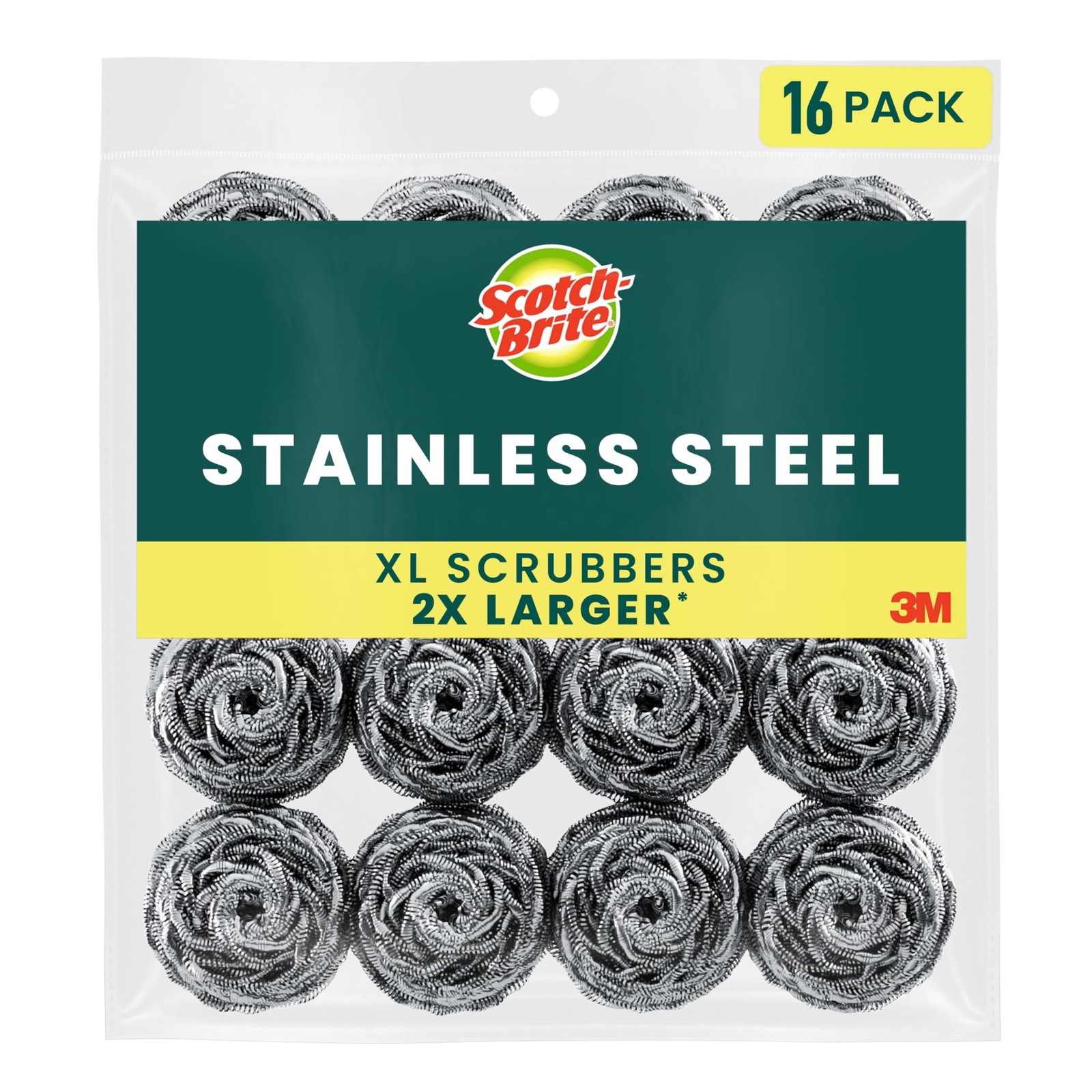 Scotch Brite Stainless Steel Scrubbers 16 Pack Heavy Duty Dish Cleaning Pads