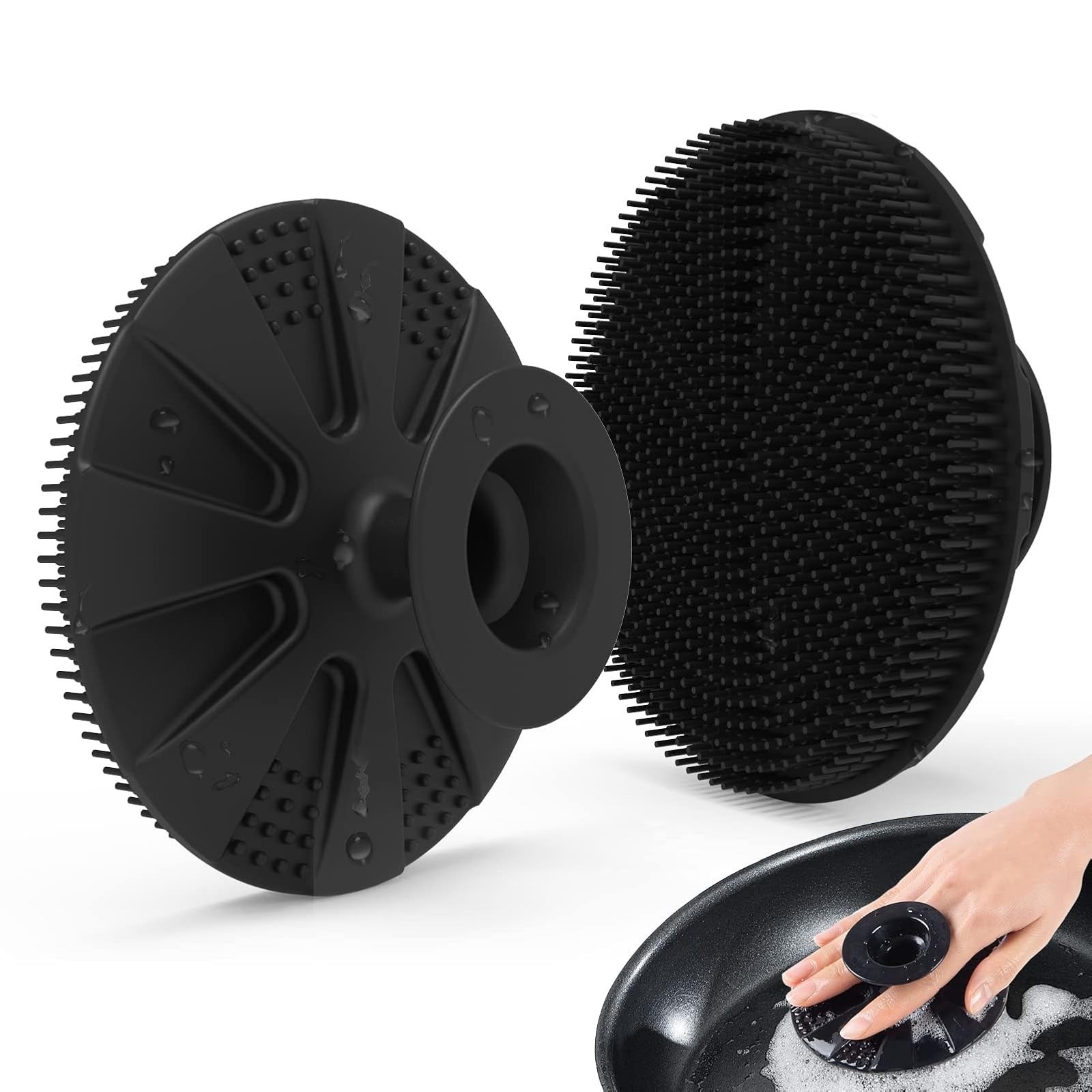 BEAUTAIL Silicone Dish Scrubber – Non-Scratch Kitchen Sponge, Gray