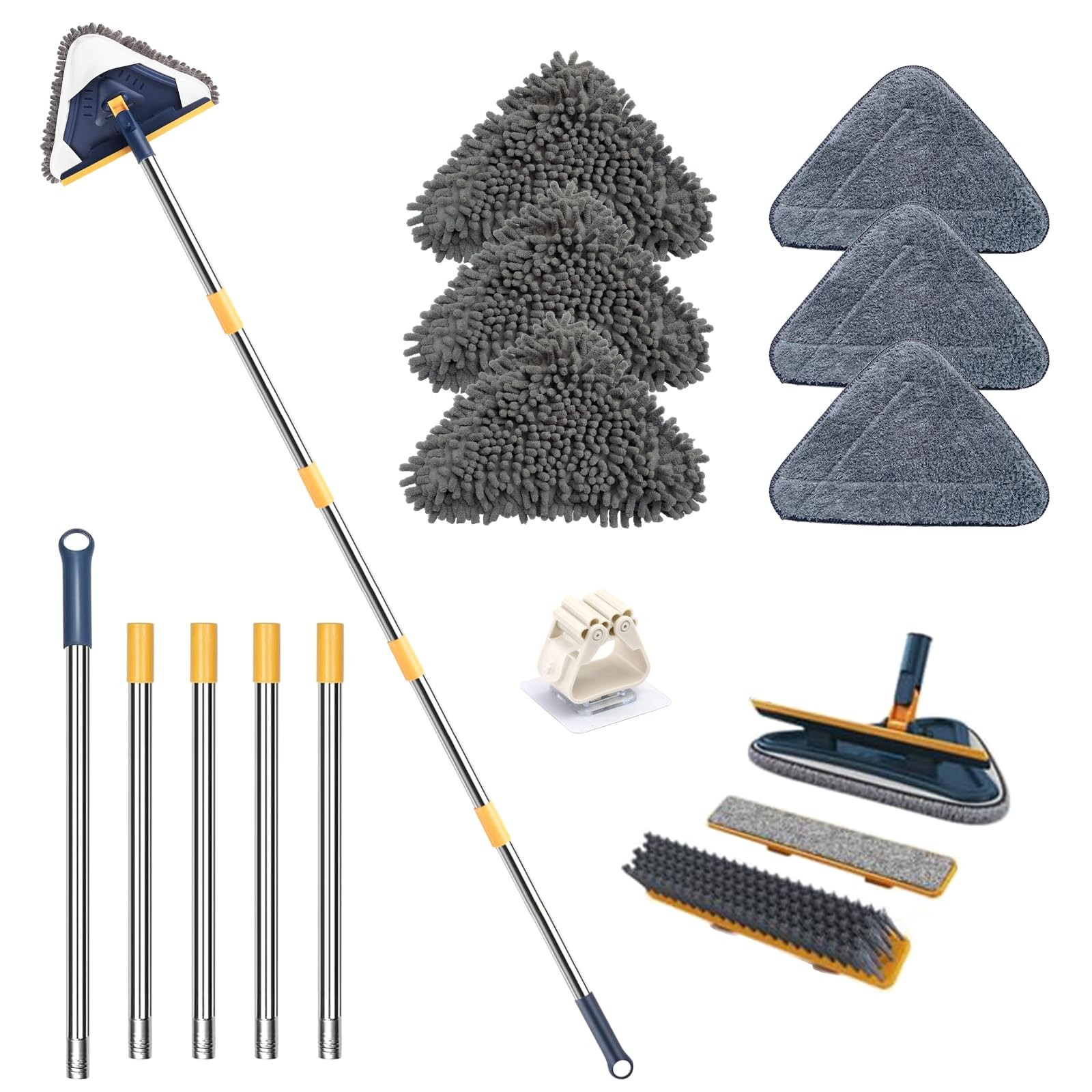 Wall Cleaner Mop with Long Handle, 5-in-1 Wall Cleaning Dust Mop with 6 Repla…