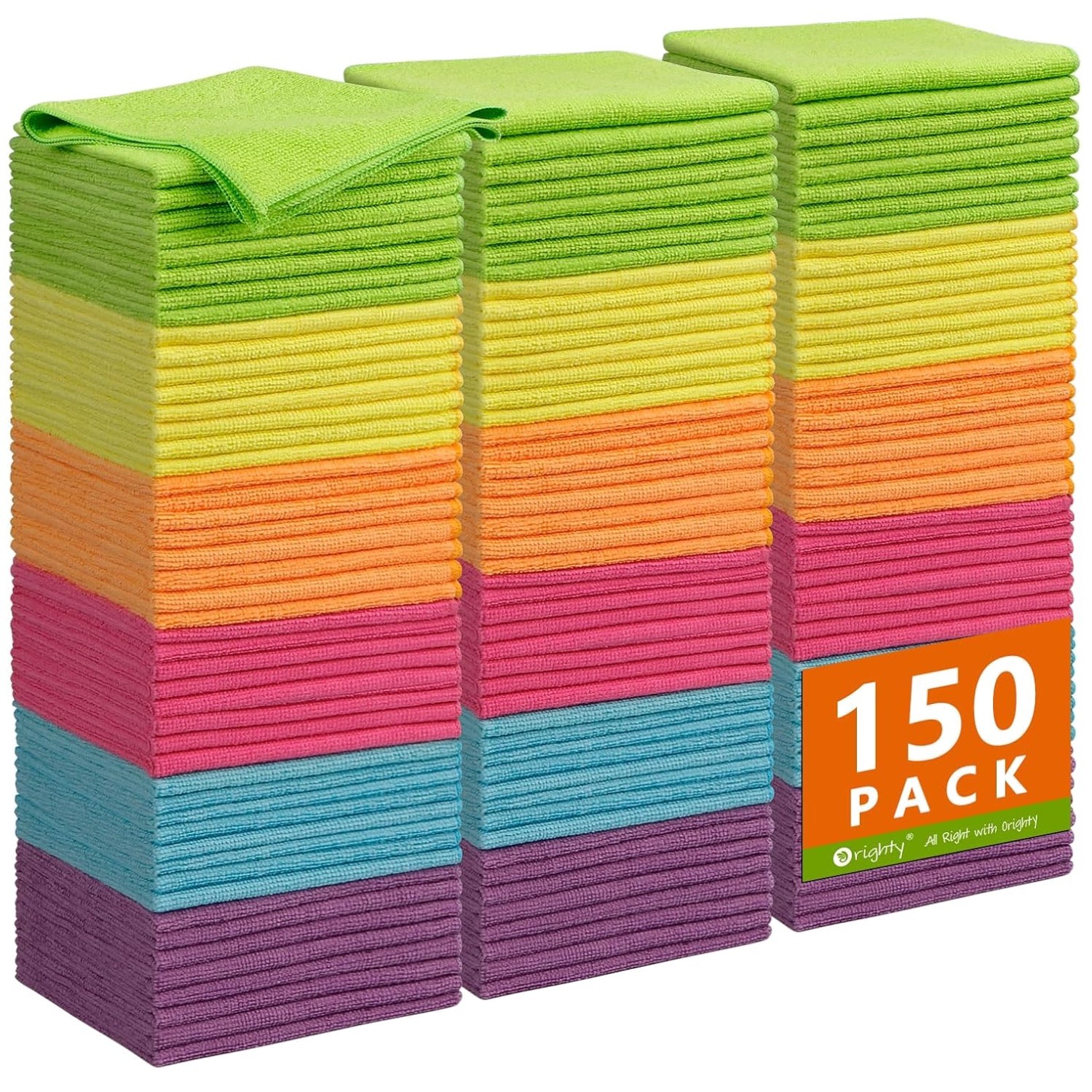 Soft Microfiber Cleaning Towels – 150 Pack, Multicolor