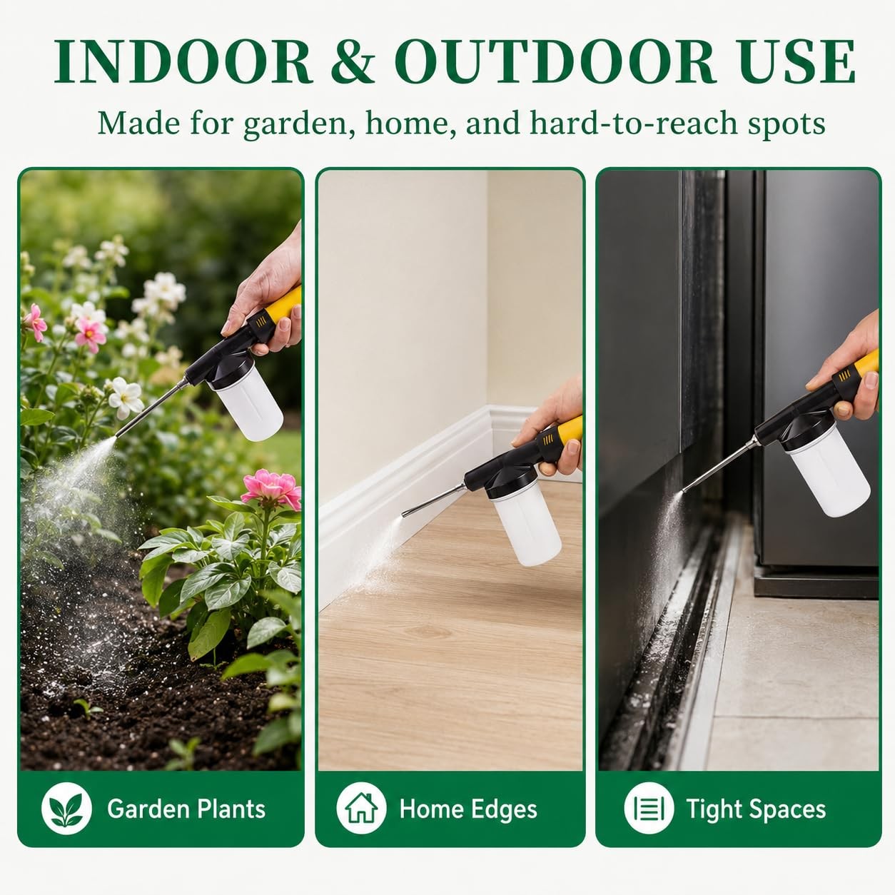 Diatomaceous Earth Powder Duster, Adjustable Long Reach Garden Dust Yellow