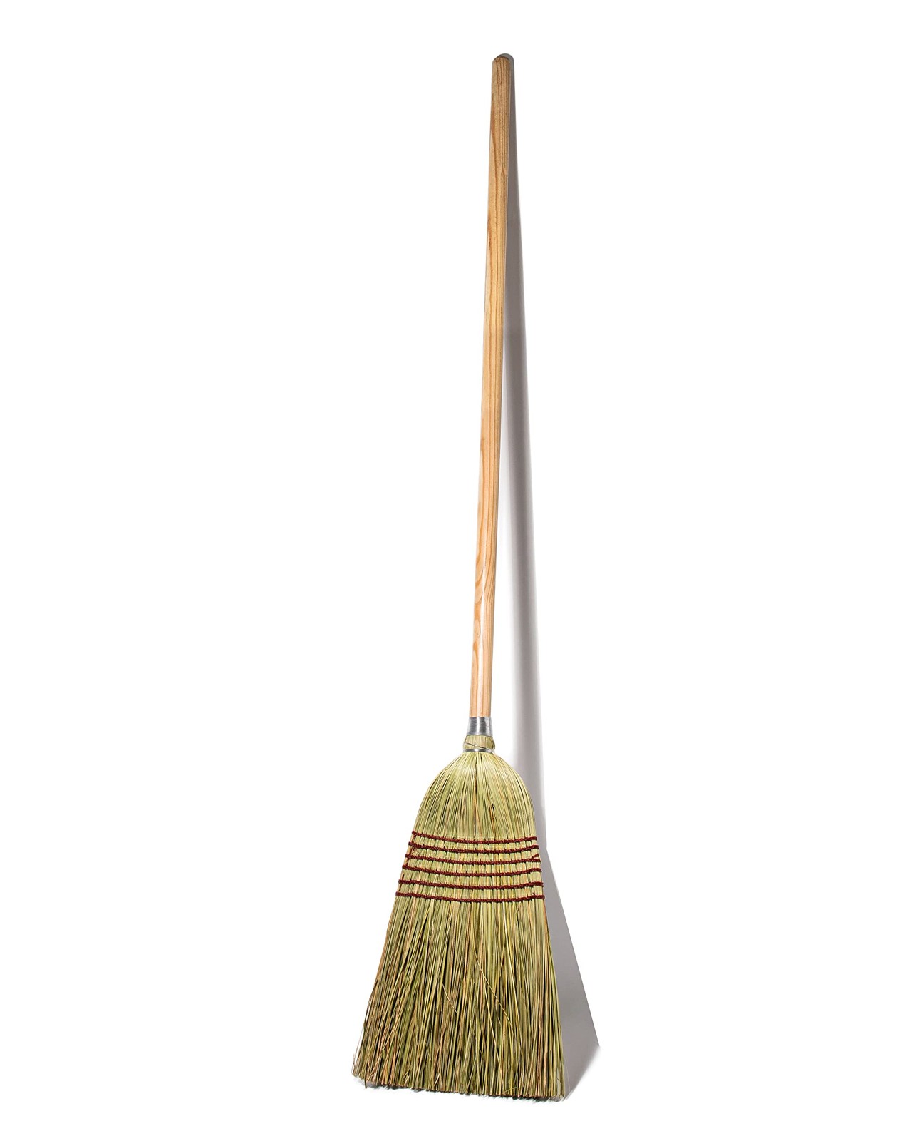 Corn Broom With Wood Handle Heavy Duty Indoor Outdoor Broom 1 1/4 Inch Handle