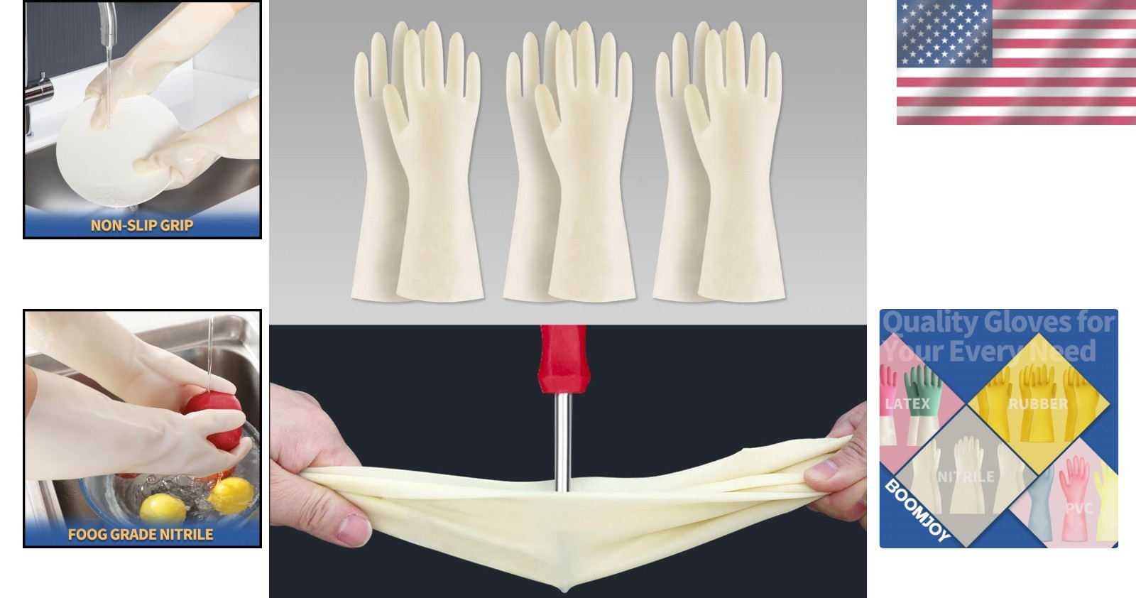Large Waterproof Nitrile Cleaning Gloves – Durable, Comfortable, 6 Pair Set