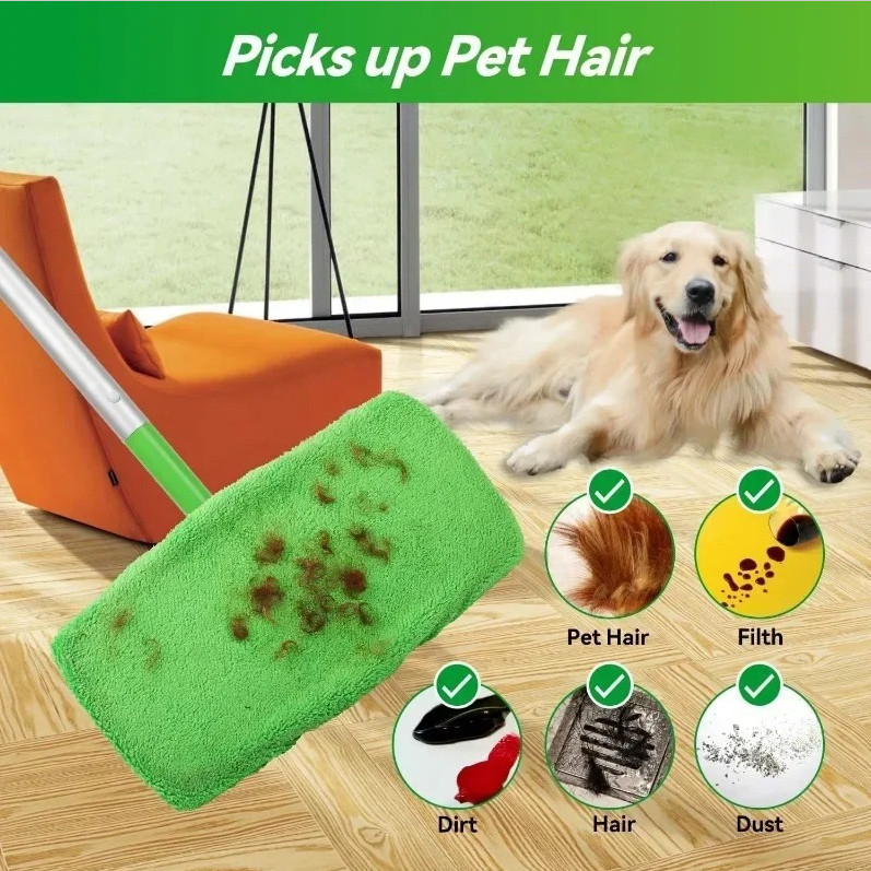 6pcs Reusable Microfiber Mop Pads – Wet & Dry Sweeper Cleaning Cloths for Floor