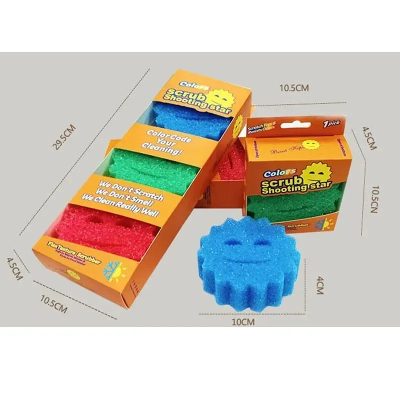 1/2PCS for Kitchen Dishwashing Sponge Rag Powerful Scouring Pad Bathroom Cleanin