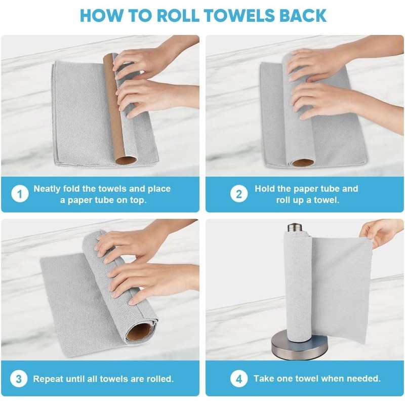 Microfiber Cleaning Cloths Tear-Away Rolls Lint-Free High Absorbency 75 Count US