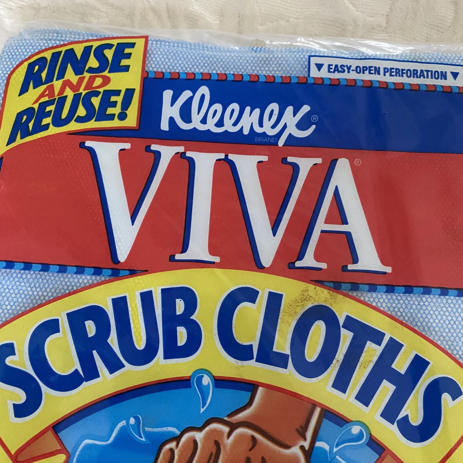 Kleenex Viva Scrub Reusable Cleaning Cloths 6 Pack Home Kitchen Auto NEW 1996