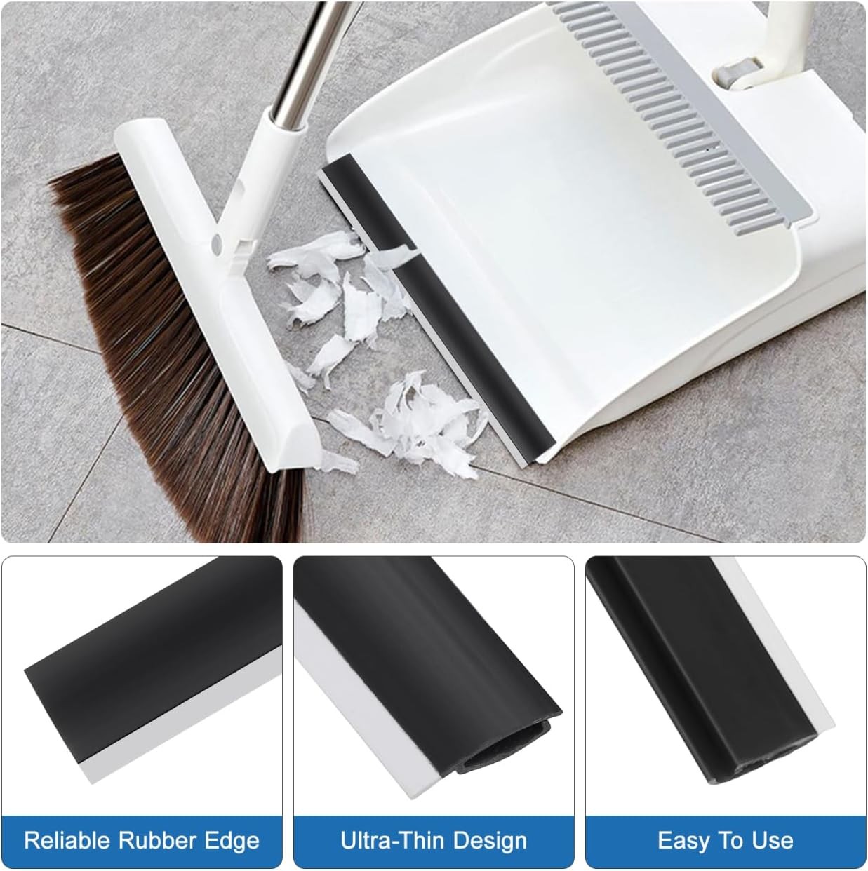 Dustpan Rubber Lip Replacement Strips 4-Pack Durable Edge Repair Accessories for