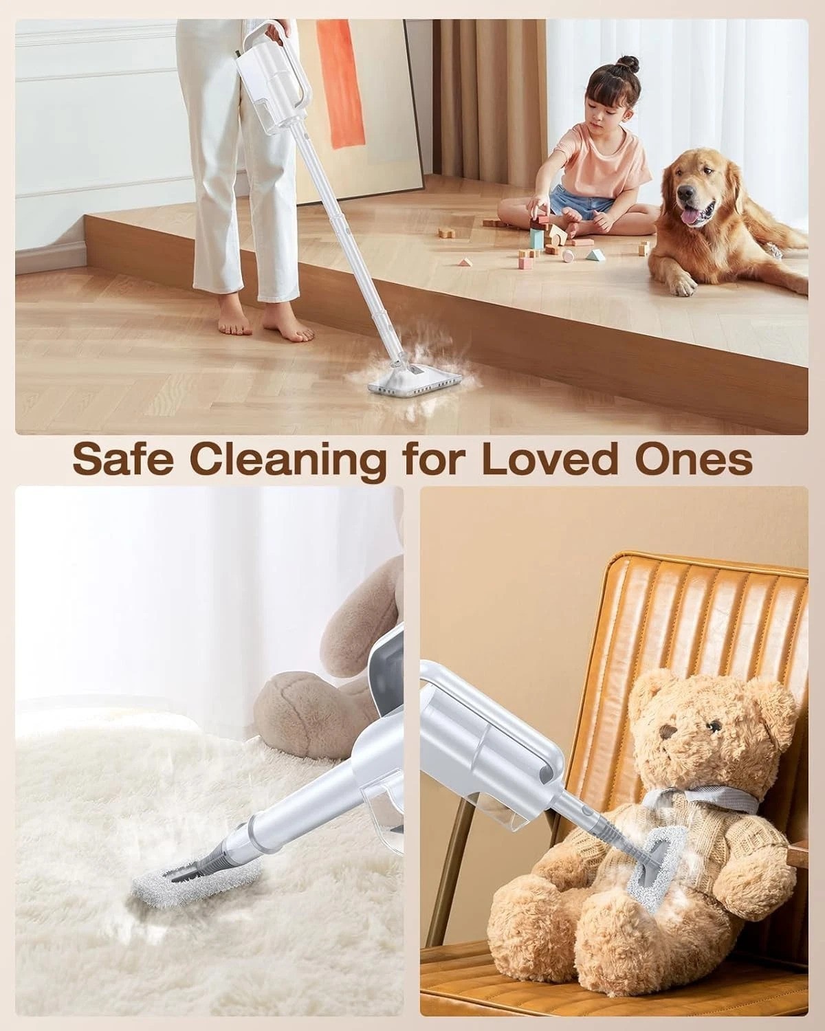 Multi-Surface 10-in-1 Steam Cleaner: 350ml Tank, 10s Heat-Up, Safety Features