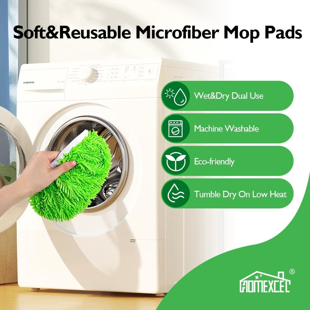 Reusable Microfiber Mop Pads,Mop Pads Replacements for Wet & Dry Use, Floor Clea