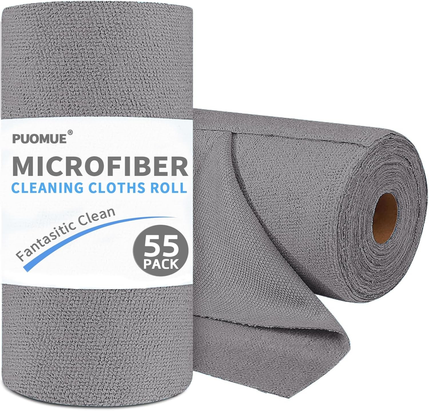 55 Pack Microfiber Cleaning Cloth Roll, Tear Away Reusable Towels, 11″ X 9″, Ult