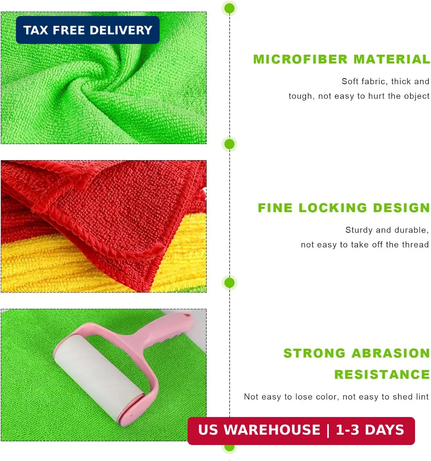 12PCS Microfiber Cleaning Cloths, 12″×12″ Soft Absorbent Streak-Free Car Drying