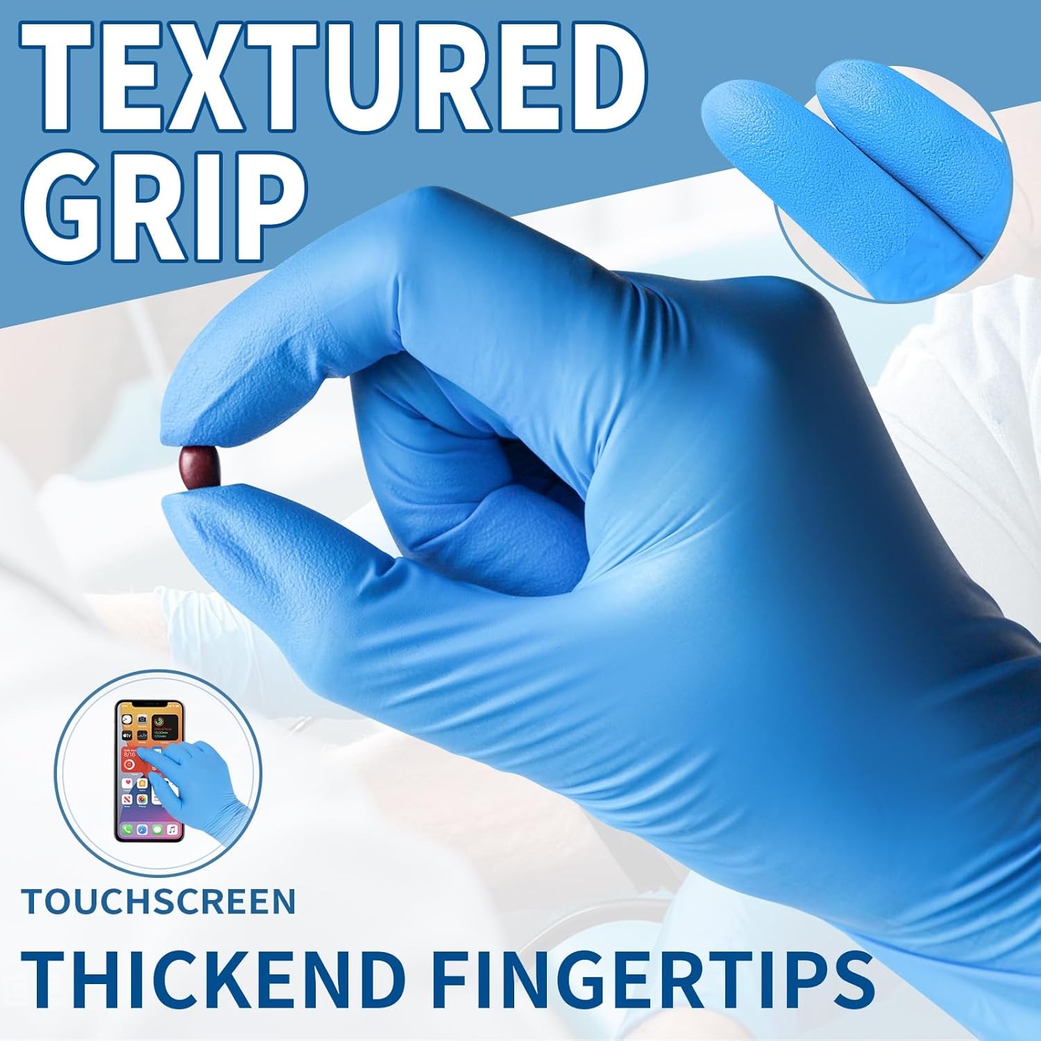 Blue Disposable Nitrile Exam Gloves – 200 PCS/BOX 3.5mil Rubber