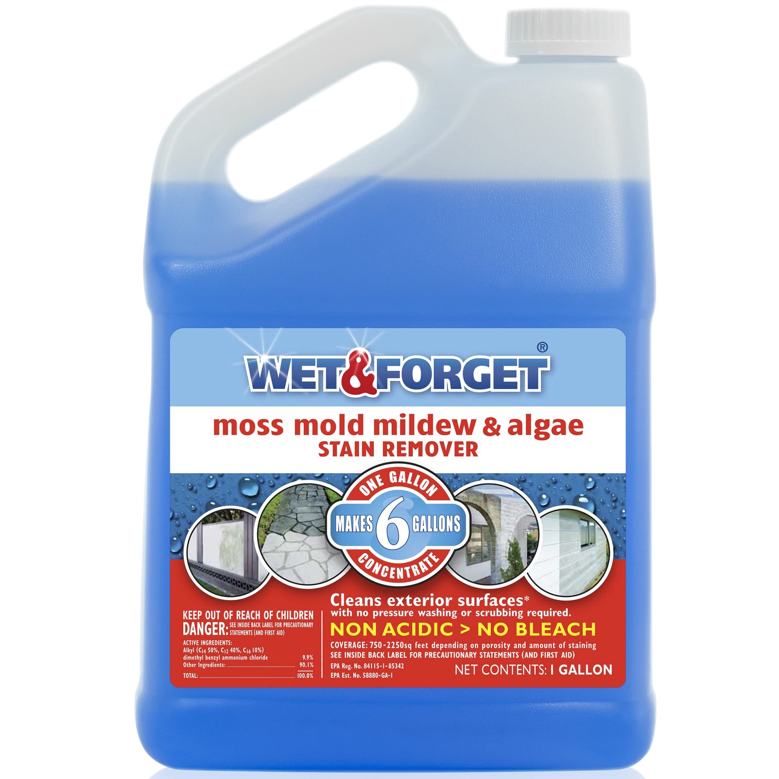 Wet & Forget Moss, Mold, Mildew, & Algae Gallon / 128 oz – Old, Original