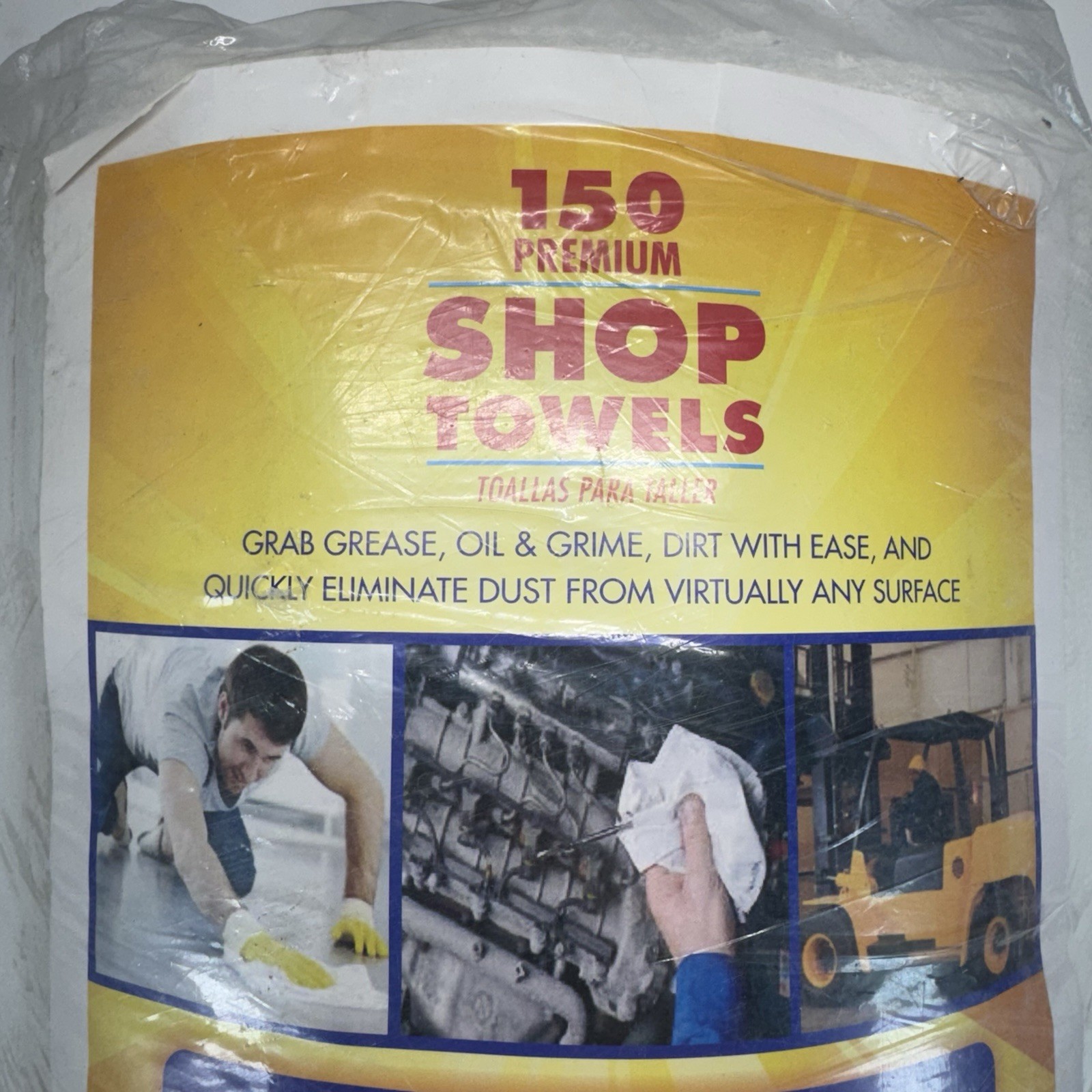 150pk 79142 Shop Towels 14×12 Cotton White Soft and Strong Cleaning Towels *NOS*