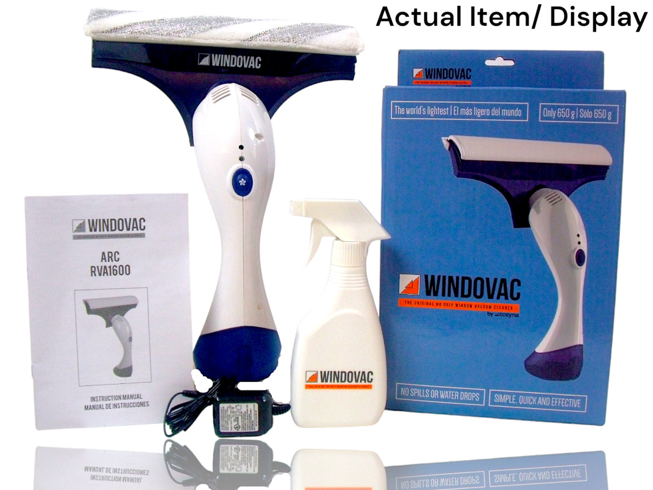 Cordless Window Vac Rechargeable Vacuum Cleaner Squeegee Hand-Held Windovac, New