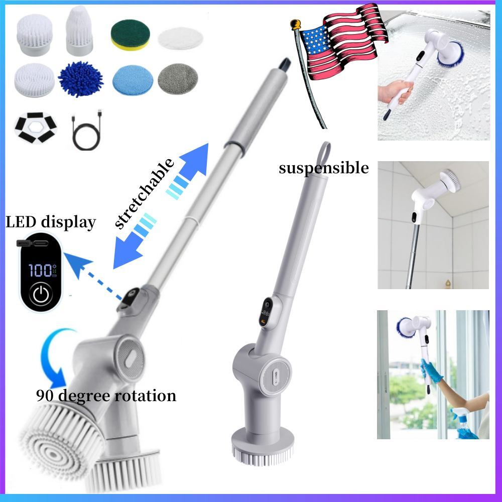 8 in 1 Electric Spin Scrubber Cordless Cleaning Brush Hard Floor / Bathroom Mop