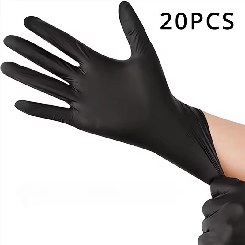 20/50/100PCS Black Nitrile Gloves Disposable Thick Waterproof Cleaning Tattoo