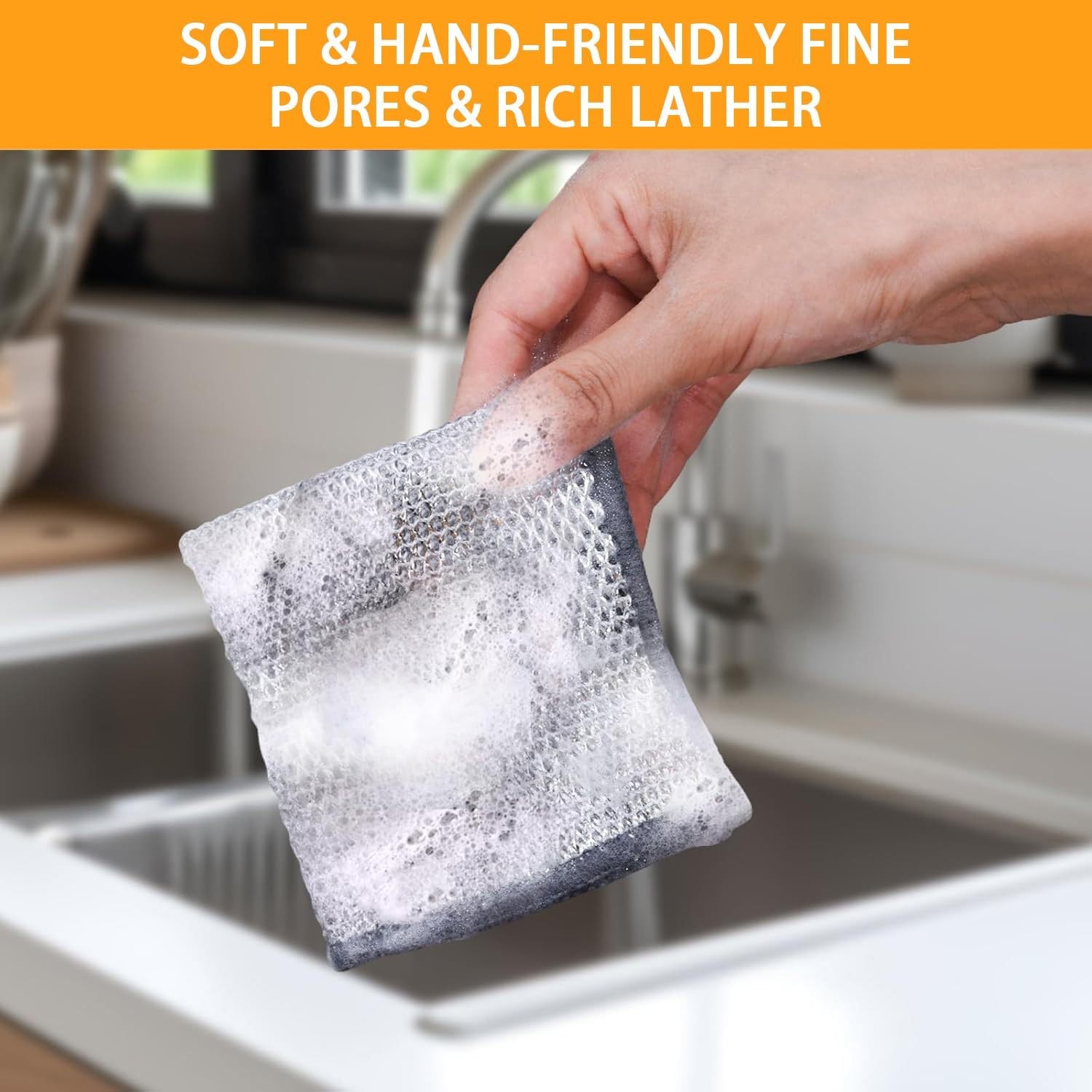 Upgraded 3-Layer Silver Thread Dish Cloths, Metal Mesh & Microfiber Kitchen