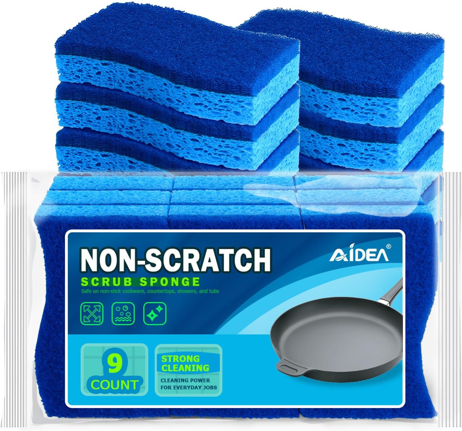 Sponges Kitchen, Non-Scratch Scrub Sponge, 6Count, Sponges for Non-Stick Cookwar