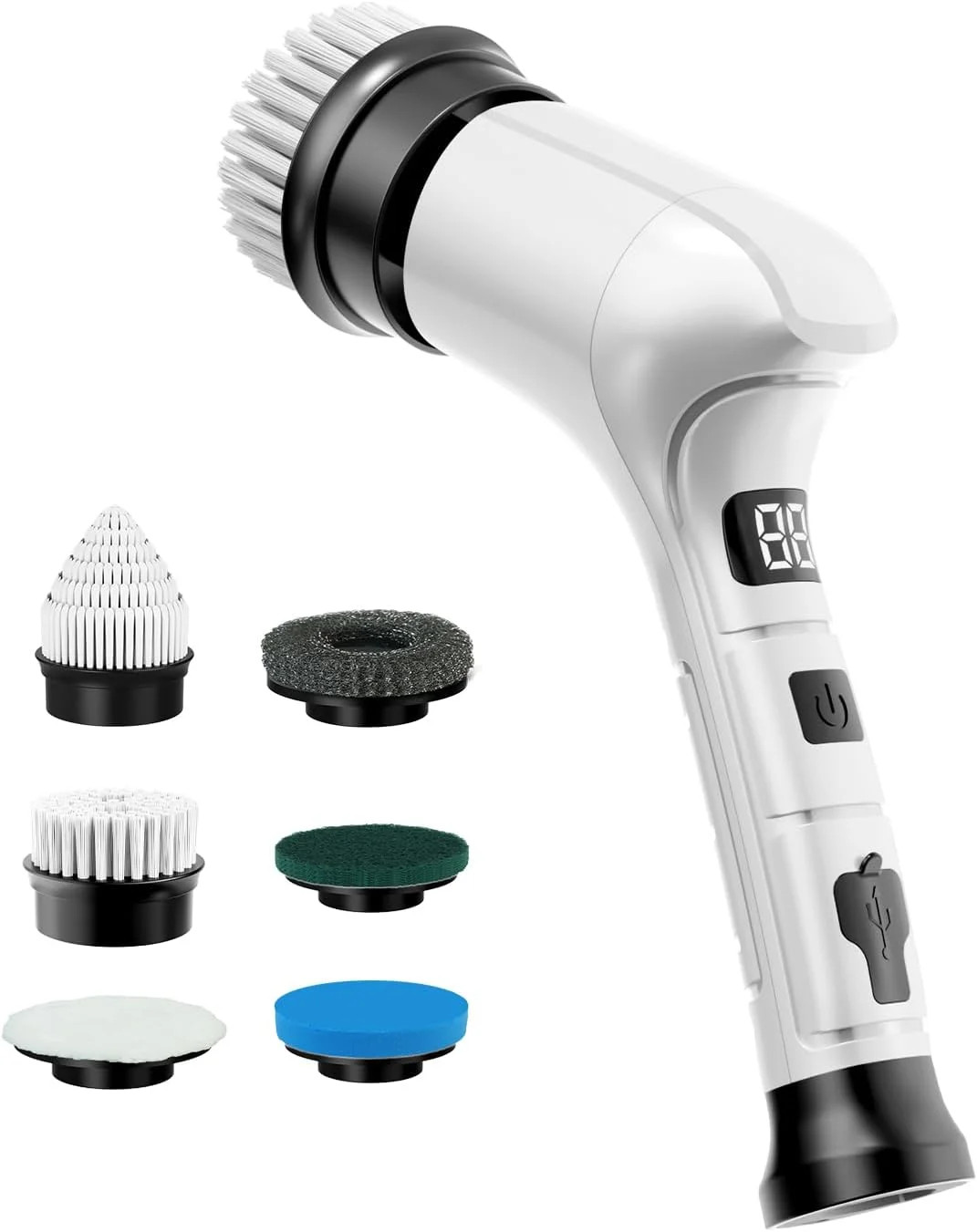 Electric Spin Scrubber,Cordless Household Cleaning Brush with 6 Replaceable Head