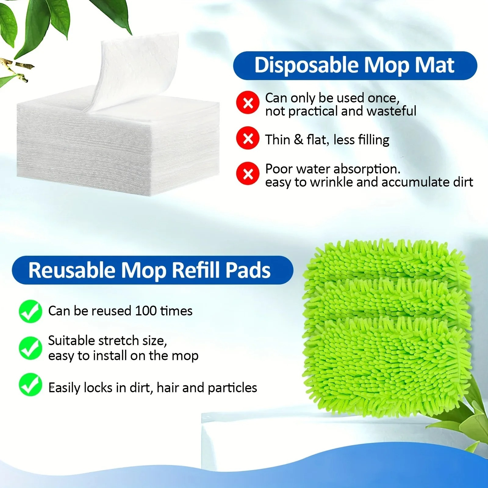 6Pcs Reusable Microfiber Mop Pads For Swiffer Sweeper Wet & Dry Flat mop Cover