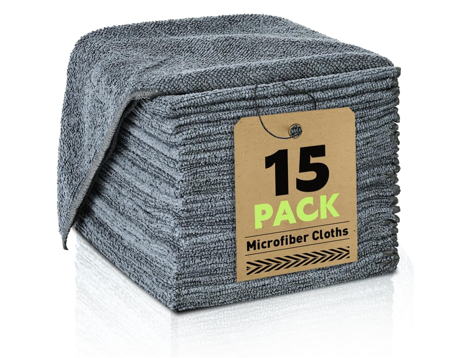 Microfiber Cleaning Cloths Bulk-15 Pack, Gray Microfiber Towels for Cars, Ultra