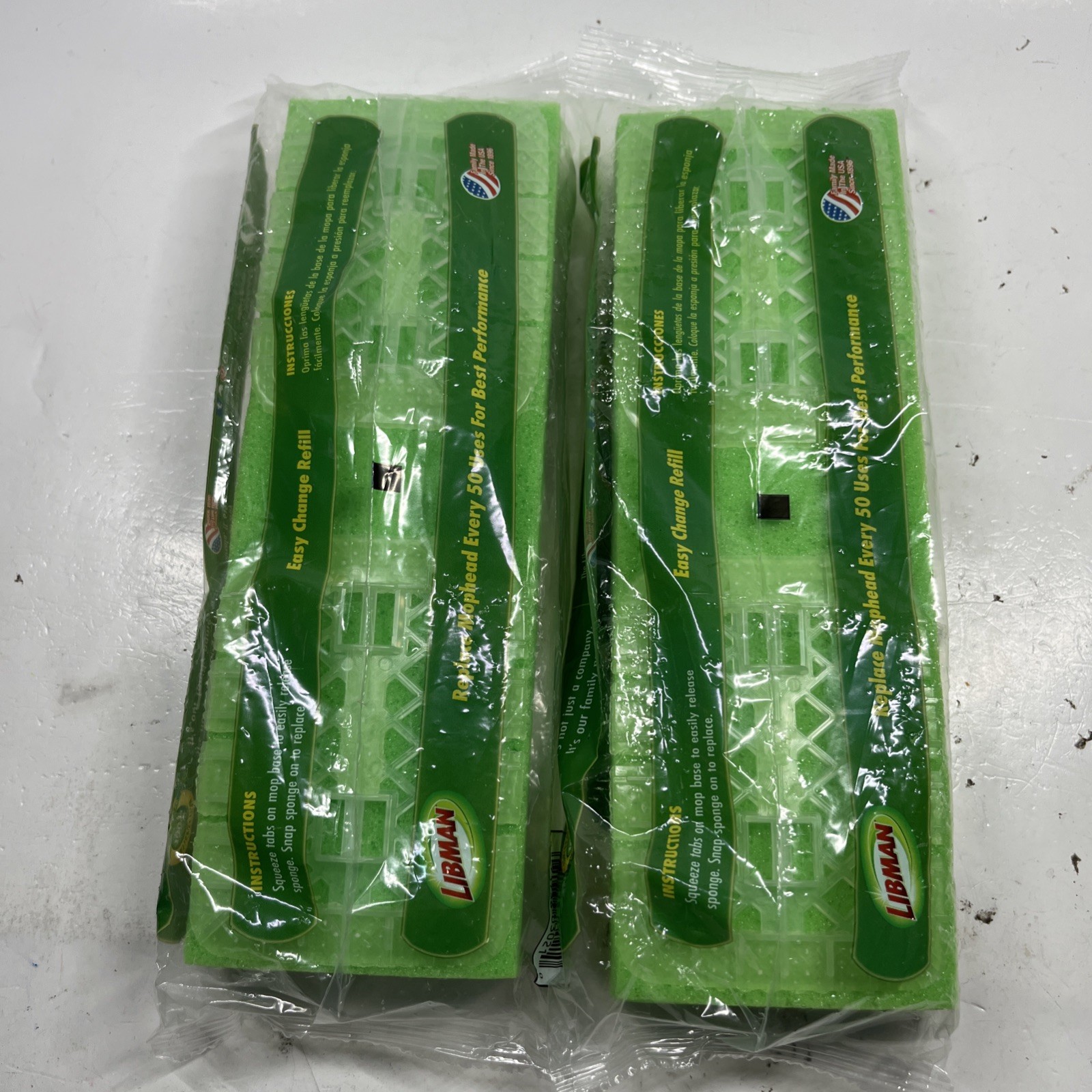 2x Libman Dual Action Microfiber Gator Mop Refill Floor Tile Easy Change #03021