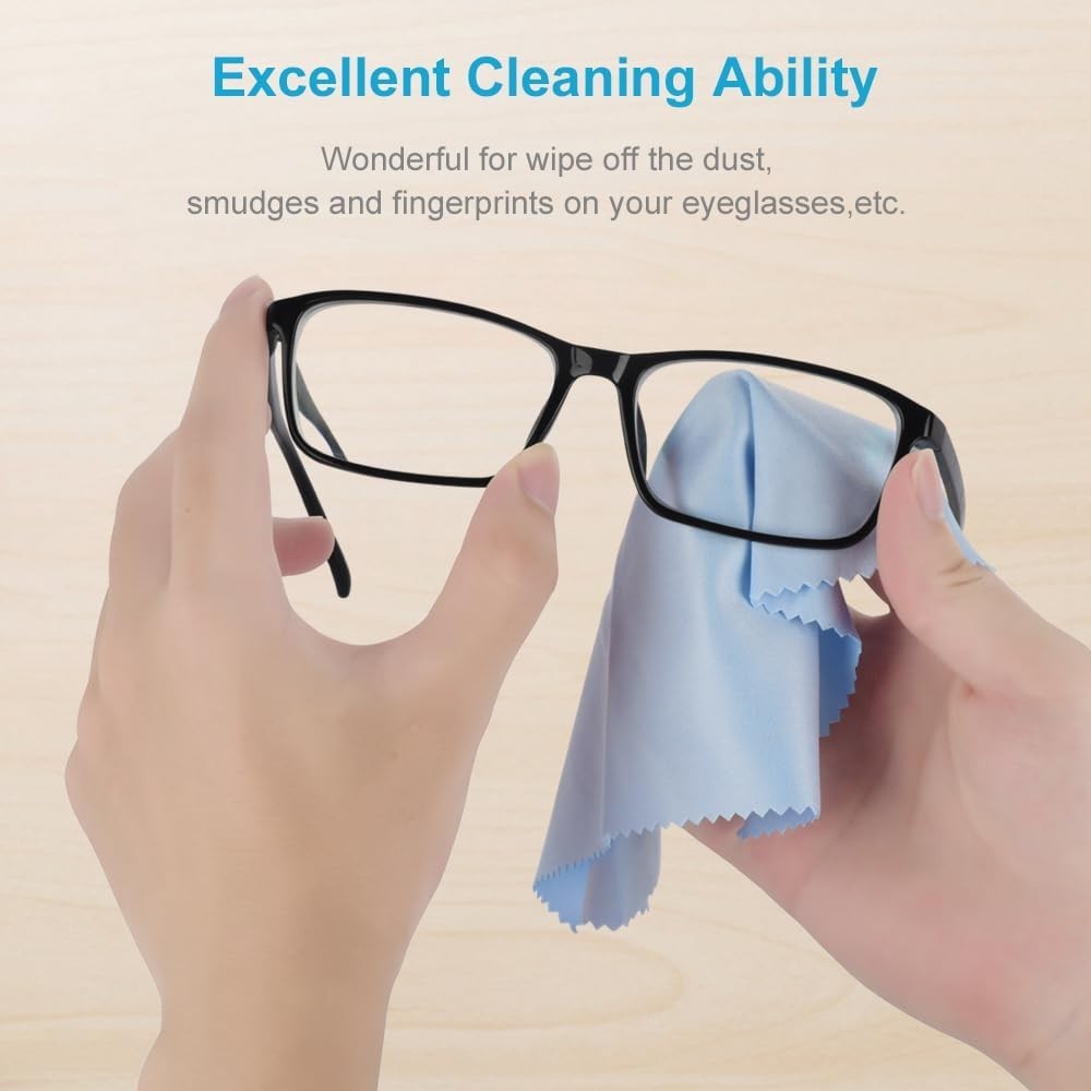 8 Individual Wrapped Microfiber Cloths 6×7” – Screen Wipes for Eyeglasses & More