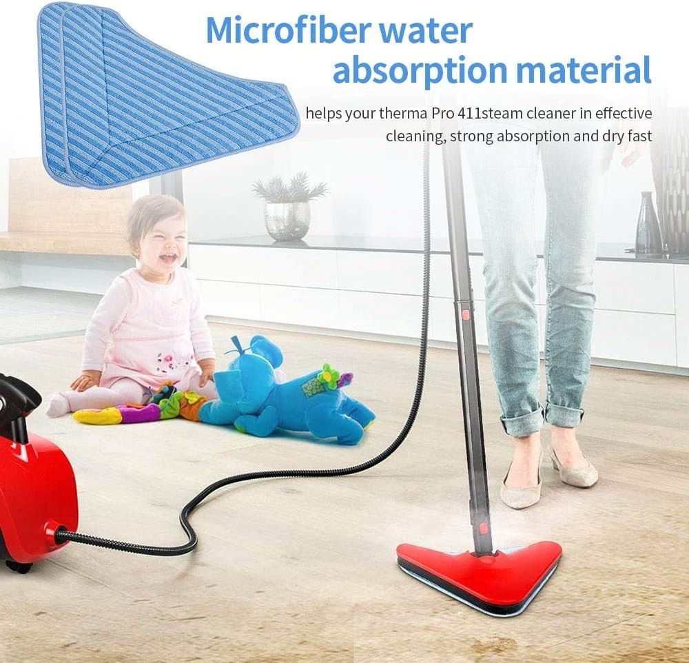 6-Pack Microfiber Replacement Mop Pads for PureClean & Compatible Steam Cleaners