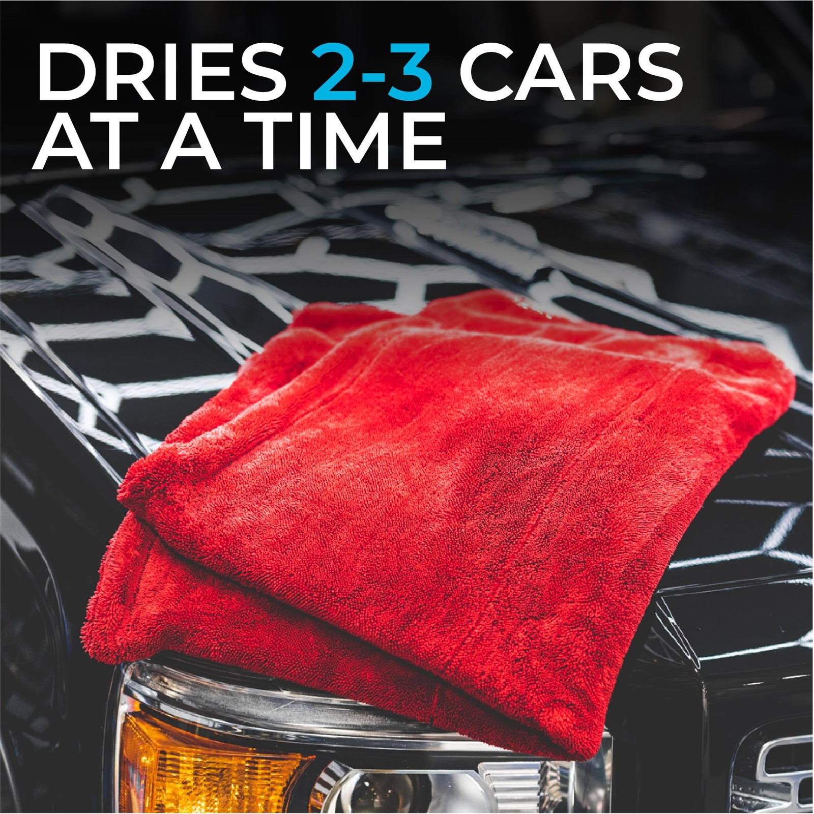 1500gsm Heavy Duty Car Drying Towel 30in x 30in, 70/30 Blend Twist Loop Design