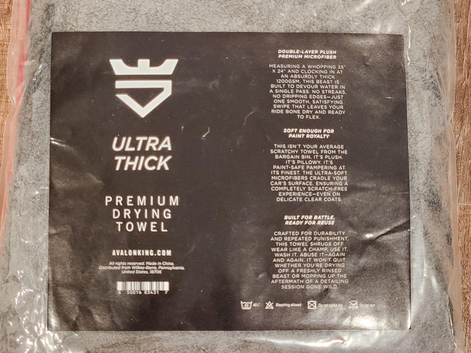 AvalonKing Ultra Thick Premium Drying Towel Microfiber Car Detailing Gray NEW