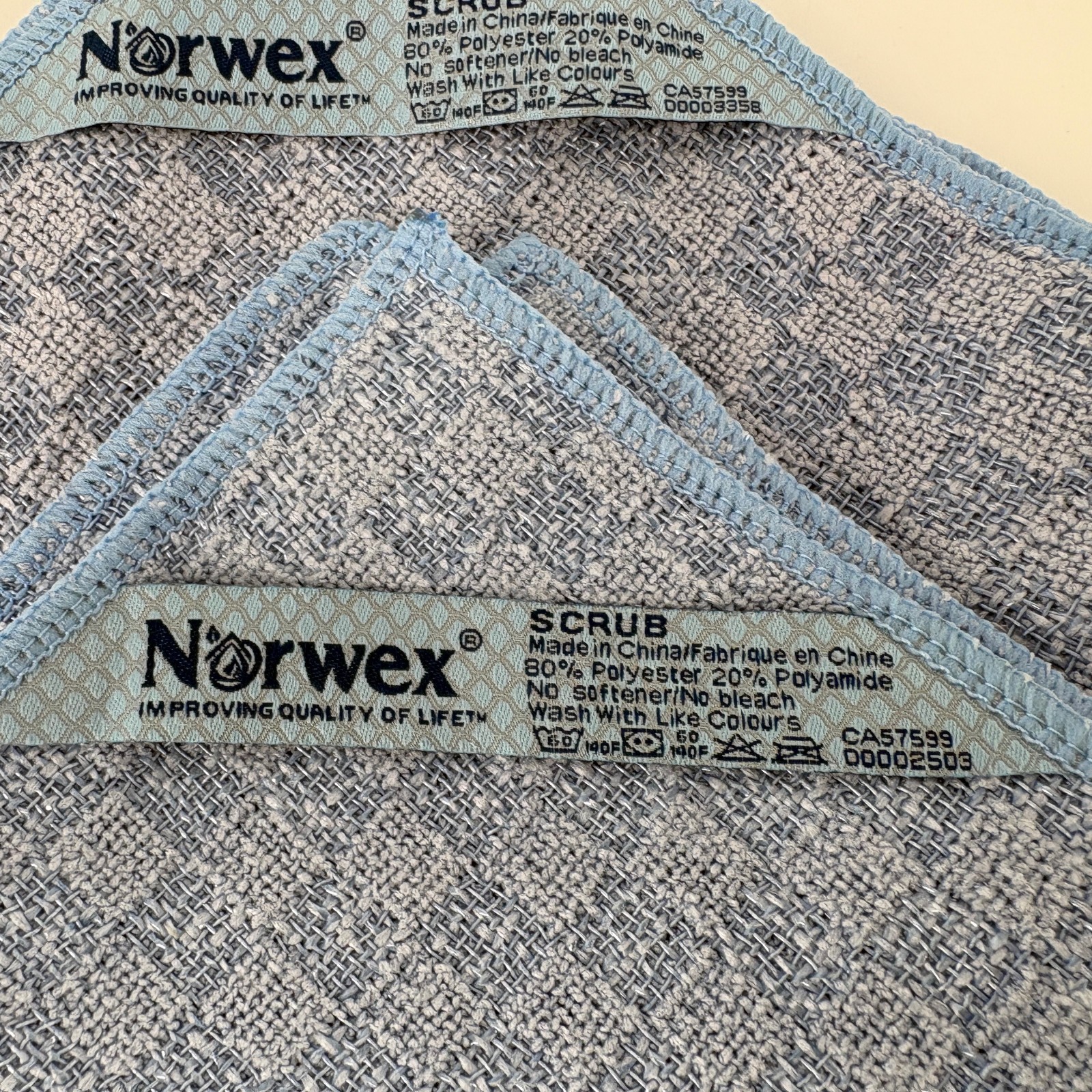 Norwex Kitchen Scrub Cloth 14″x14″ Blue Microfiber Cloth Lot of 2 NEW